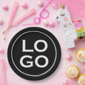 Bedrijf of Business Custom Logo op zwart Papieren Bordje (Feest)