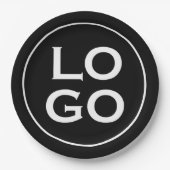 Bedrijf of Business Custom Logo op zwart Papieren Bordje (Voorkant)