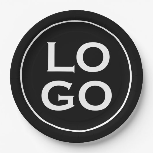 Bedrijf of Business Custom Logo op zwart Papieren Bordje (Voorkant)