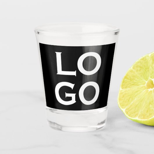 Bedrijf of Business Custom Logo op zwart Shot Glas (Voorkant)