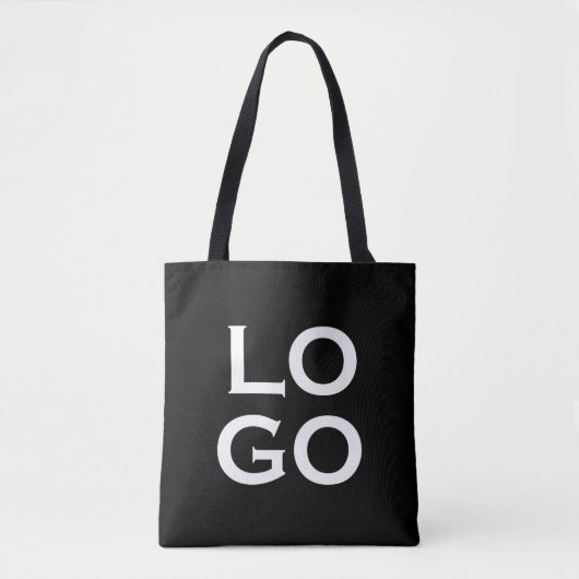 Bedrijf of Business Custom Logo op zwart Tote Bag (Voorkant)