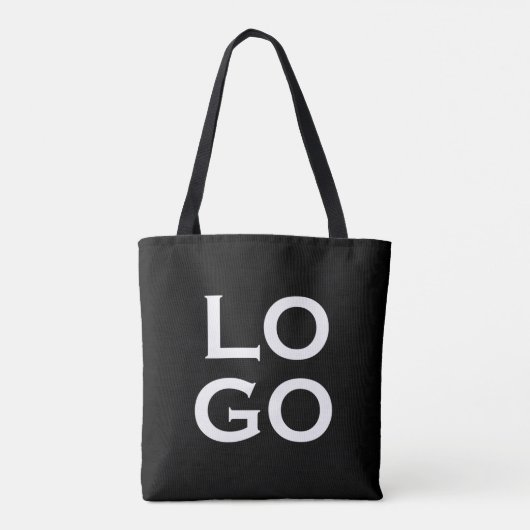 Bedrijf of Business Custom Logo op zwart Tote Bag (Achterkant)