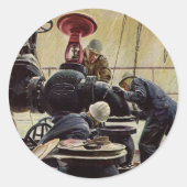  Bedrijf, Olieplatform op de Oceaan Ronde Sticker (Voorkant)