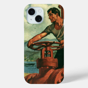 bedrijf, olietanker schip met dokwerker iPhone 15 case