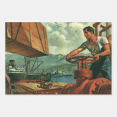  bedrijf, olietanker schip met dokwerker inpakpapier vel (Voorkant 2)