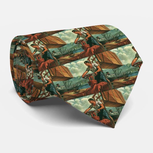  bedrijf, olietanker schip met dokwerker stropdas (Opgerold)