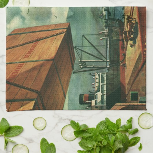 bedrijf, olietanker schip met dokwerker theedoek (Gevouwen)