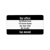 Bedrijf Onze kantoor is verhuisd Zwart-wit Etiket (Voorkant)