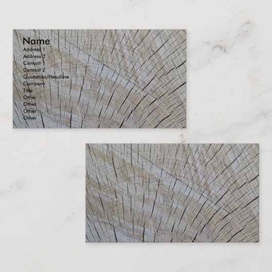 Bedrijf op onafgewerkt hout - kwartersawn visitekaartje (Voorkant / Achterkant)