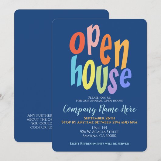 Bedrijf Open Huis Modern Kaart (Voorkant / Achterkant)