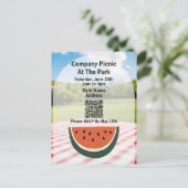 Bedrijf Picnic Park QR Code Watermelon Uitnodiging Briefkaart (Staand voorkant)