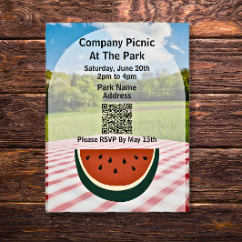 Bedrijf Picnic Park QR Code Watermelon Uitnodiging Briefkaart