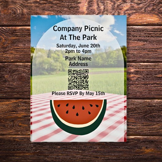 Bedrijf Picnic Park QR Code Watermelon Uitnodiging Briefkaart