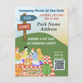 Bedrijf Picnic Zomer QR code Food Games Briefkaart