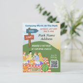 Bedrijf Picnic Zomer QR code Food Games Briefkaart (Staand voorkant)