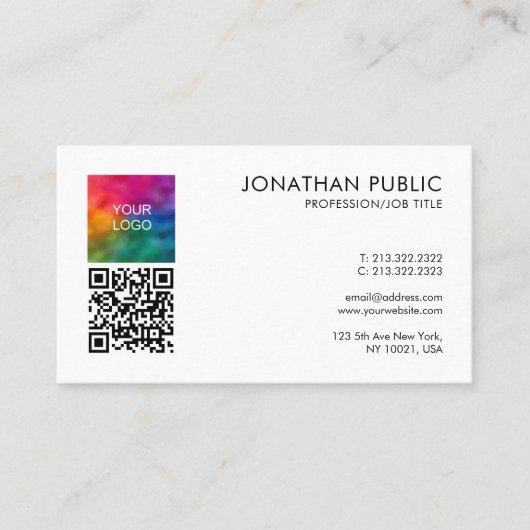 Bedrijf QR code Corporate Logo hier gepersonalisee Visitekaartje (Voorkant)