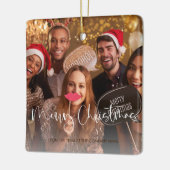 Bedrijf QR Code Foto Merry Christmas Giveaway Keramisch Ornament (Links)