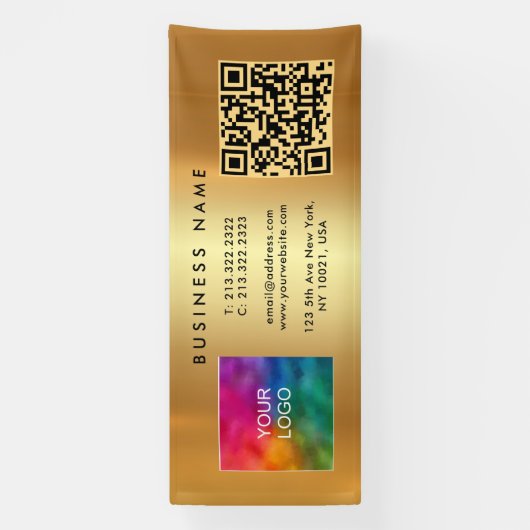 Bedrijf QR Code Logo Naam Gold Sjabloon Outdoor Spandoek (Verticaal)