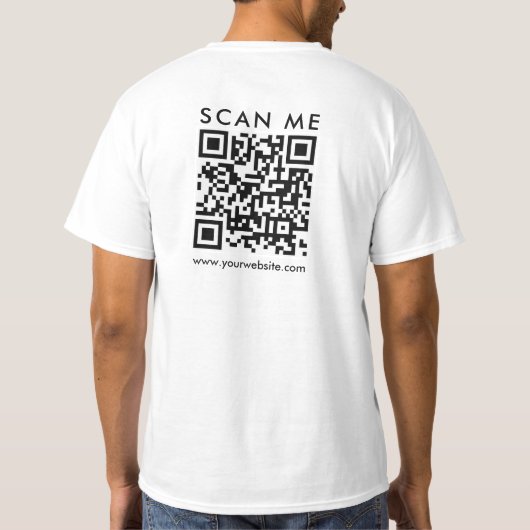 Bedrijf QR Code Scan Me Mannen Achterdruk Wit T-shirt (Achterkant)