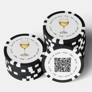 Bedrijf QR Code Witte Wijn Drink Voucher Poker Chips