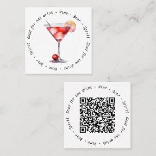 Bedrijf QR Code Zwart Wit Cosmo Drink Voucher Vierkante Visitekaartje