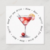 Bedrijf QR Code Zwart Wit Cosmo Drink Voucher Vierkante Visitekaartje (Voorkant)