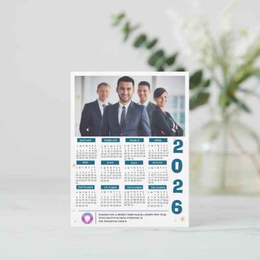 Bedrijf QRCODE Kalender Bedrijf Logo Feestdagenkaart (Staand voorkant)