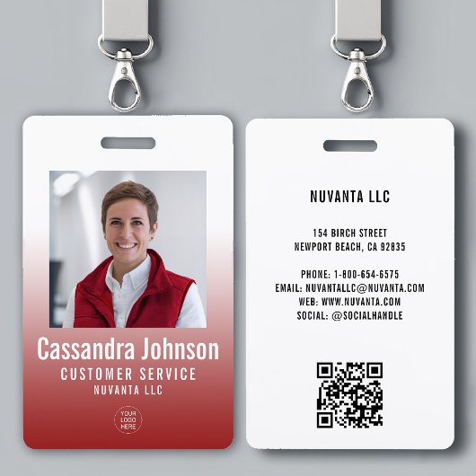 Bedrijf Rode Gradiënt Medewerker ID Foto Badge