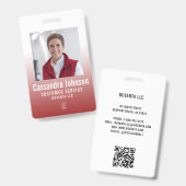 Bedrijf Rode Gradiënt Medewerker ID Foto Badge (Voor- en achterkant)
