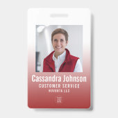 Bedrijf Rode Gradiënt Medewerker ID Foto Badge (Voorkant)