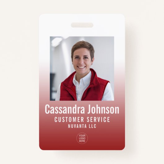 Bedrijf Rode Gradiënt Medewerker ID Foto Badge (Voorkant)