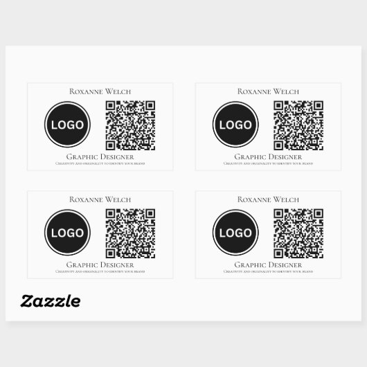 Bedrijf Ronde Logo QR code Groot Rechthoekige Sticker (Vel)