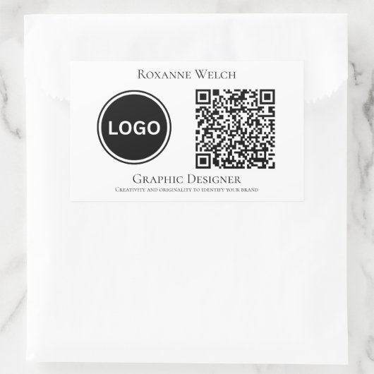 Bedrijf Ronde Logo QR code Groot Rechthoekige Sticker (Tas)
