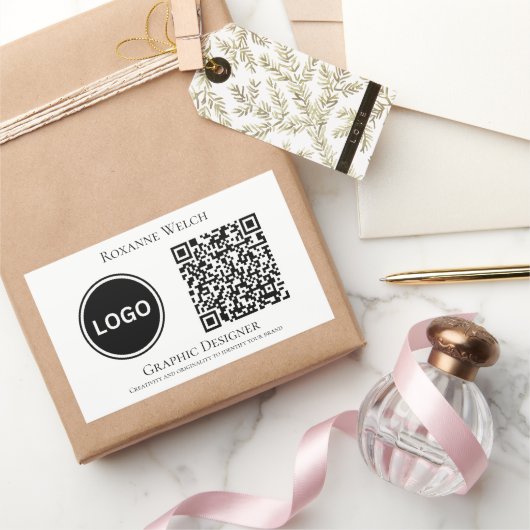Bedrijf Ronde Logo QR code Groot Rechthoekige Sticker (Geschenken)