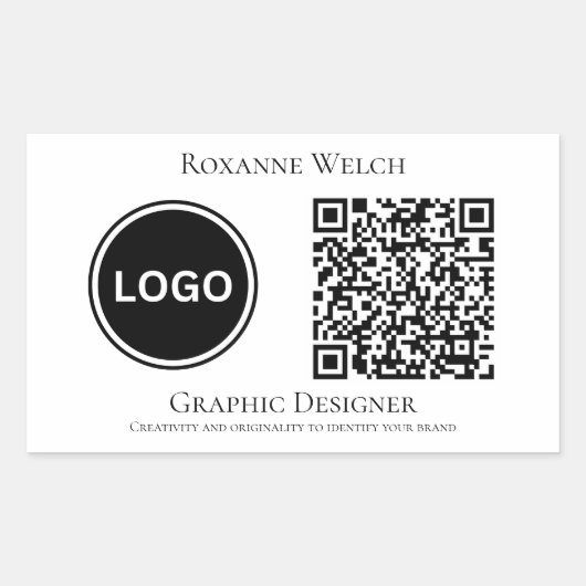Bedrijf Ronde Logo QR code Groot Rechthoekige Sticker (Voorkant)