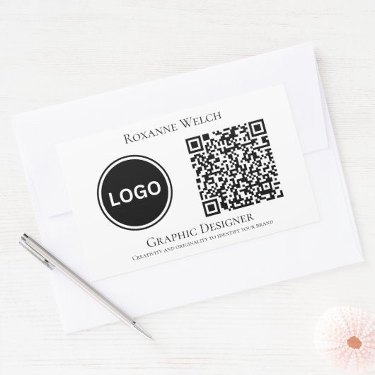 Bedrijf Ronde Logo QR code Groot Rechthoekige Sticker (Envelop)