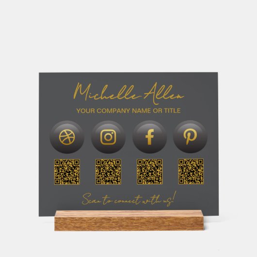 Bedrijf Social Media QR-codes Acryl Bord (Voorkant)