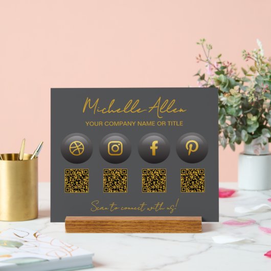 Bedrijf Social Media QR-codes Acryl Bord (Huwelijk)