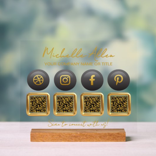Bedrijf Social Media QR-codes Acryl Bord (Neutraal)