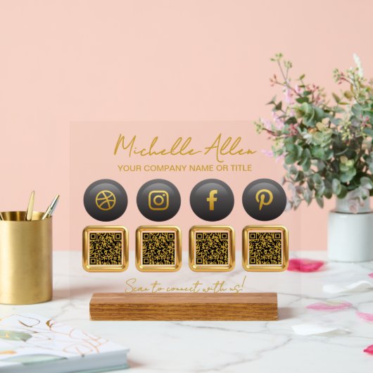 Bedrijf Social Media QR-codes Acryl Bord (Huwelijk)