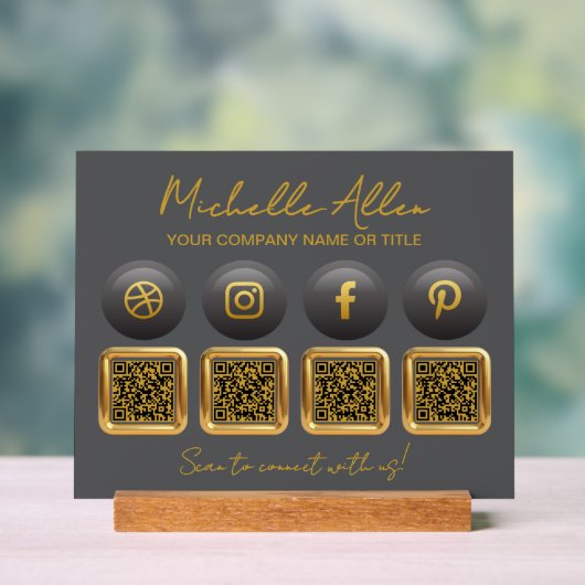 Bedrijf Social Media QR-codes Acryl Bord (Neutraal)