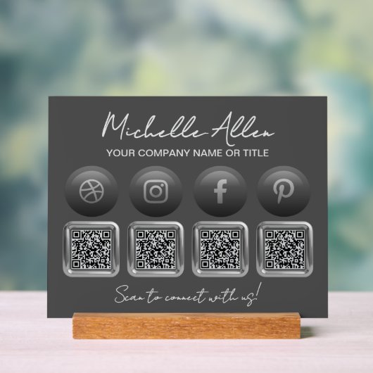 Bedrijf Social Media QR Codes Acryl Sign Acryl Bord (Neutraal)