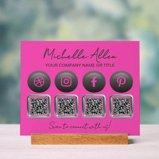 Bedrijf Social Media QR Codes Acryl Sign Acryl Bord (Neutraal)