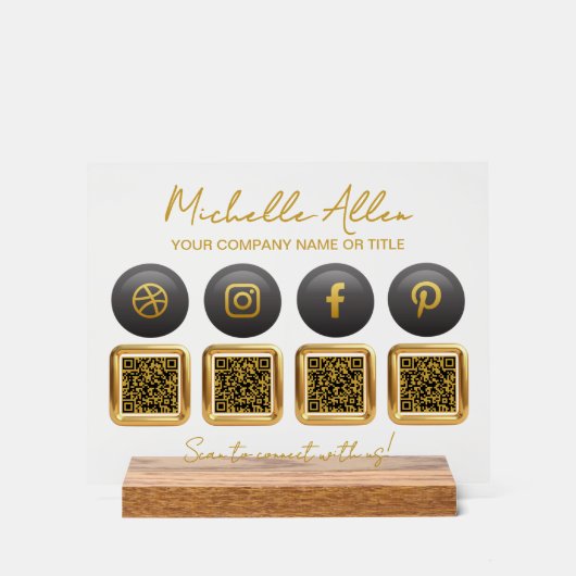 Bedrijf Social Media QR Codes Acryl Sign Acryl Bord (Voorkant)