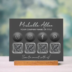 Bedrijf Social Media QR Codes Acryl Sign Bord