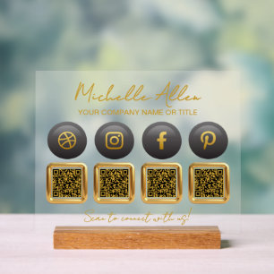 Bedrijf Social Media QR Codes Acryl Sign Bord