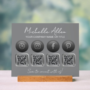 Bedrijf Social Media QR Codes Acryl Sign Bord