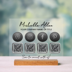 Bedrijf Social Media QR Codes Acryl Sign Bord