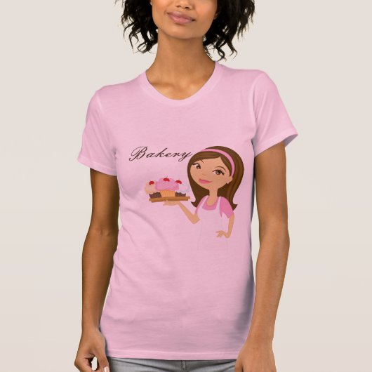 Bedrijf T-shirt Bakkerij Brunette Baker Cup Cakes (Voorkant)
