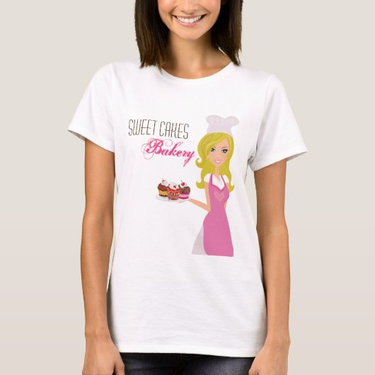 Bedrijf T-Shirt Blonde Baker op roze beker (Voorkant)